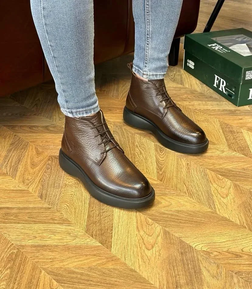 Derby Mini Boots en cuir véritable avec semelle médicale ultra-confort