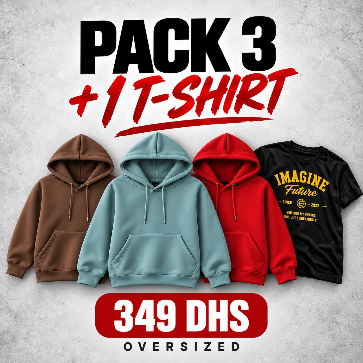 Pack 3 Hoodies + 1 T-Shirt
