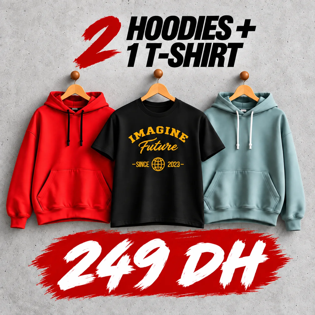 Pack 2 Hoodies + 1 T-Shirt