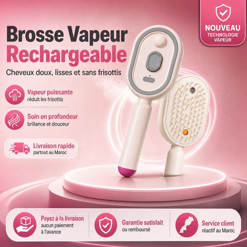 Brosse à Cheveux Vapeur 2-en-1 – Lissage & Démêlage