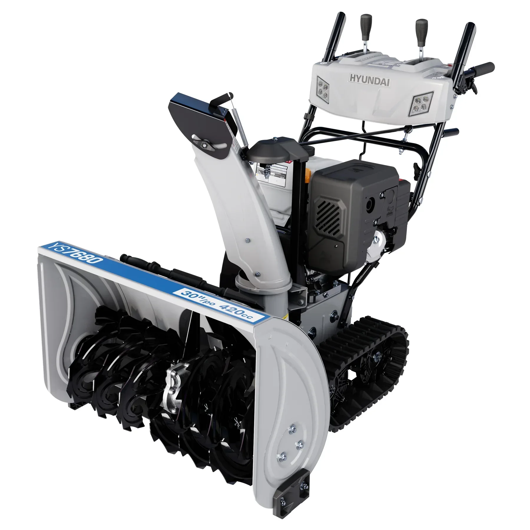 Hyundai YS7680 30 in. 420cc Two-Stage Tracked Electric Start Gas Snow Blower with Power Steering M02387