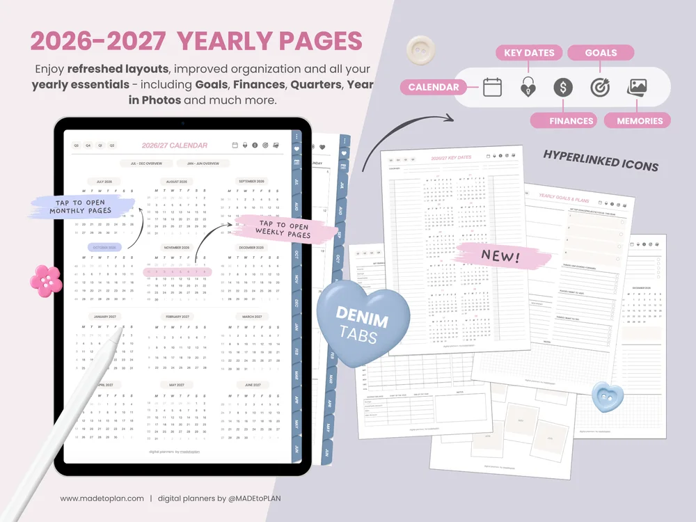 2026-2027 Planner DENIM Tabs
