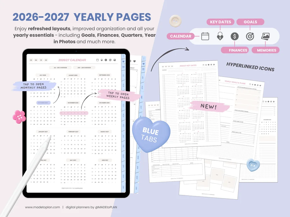2026-2027 Planner BLUE Tabs