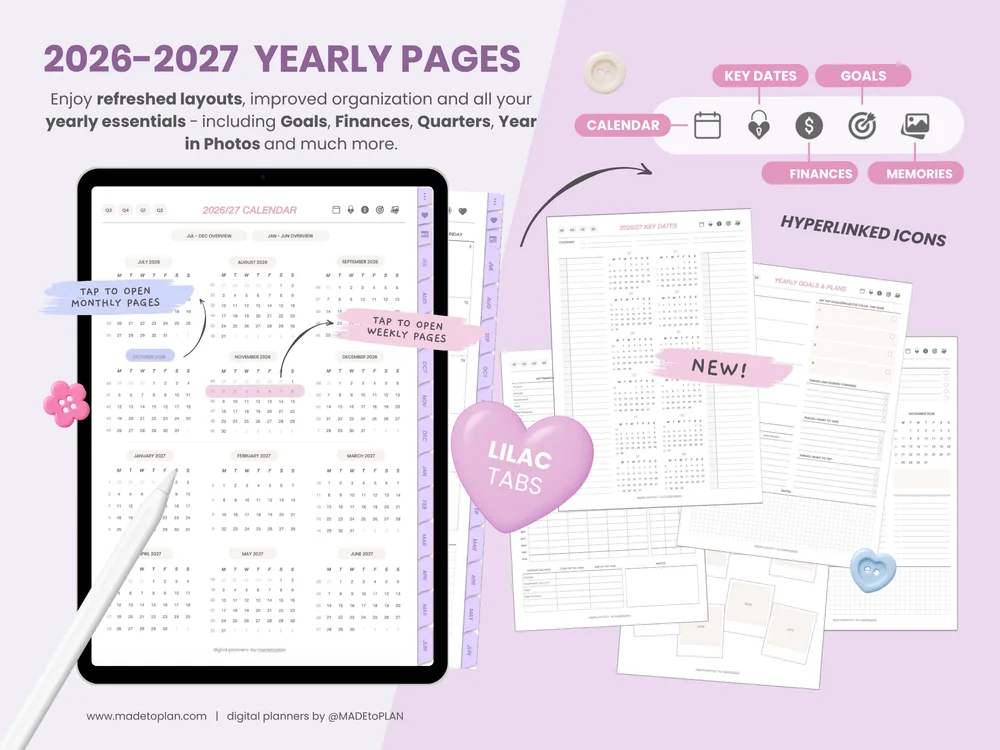 2026-2027 Planner LILAC Tabs