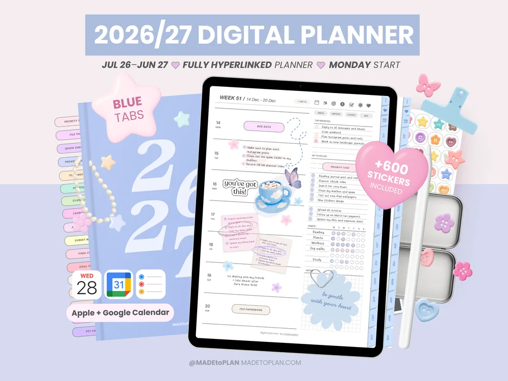 2026-2027 Planner BLUE Tabs