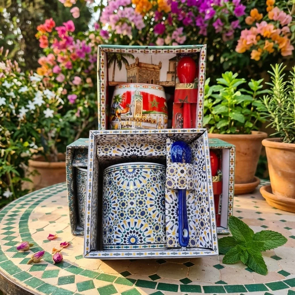 Coffret tasse Marociane - Designe Zellige Bleu