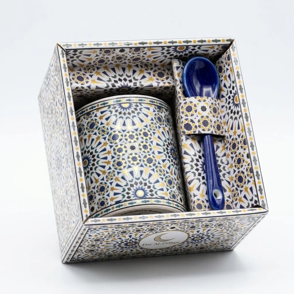 Coffret tasse Marociane - Designe Zellige Bleu