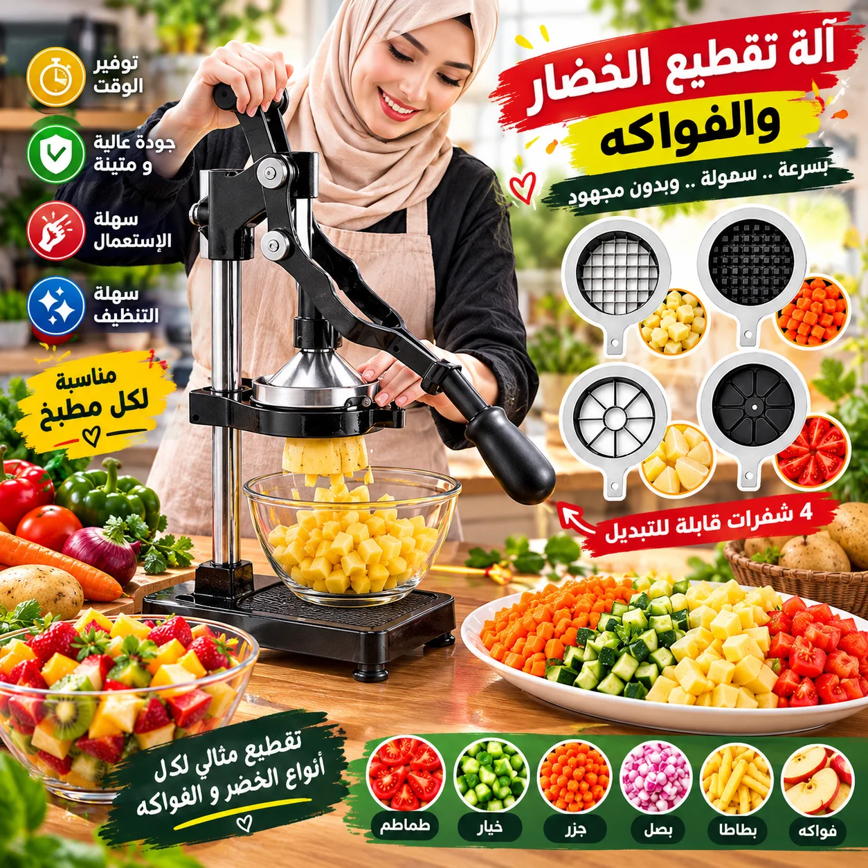 🔥 قطّاعة الخضر والفواكه الاحترافية وصلت! 🔥