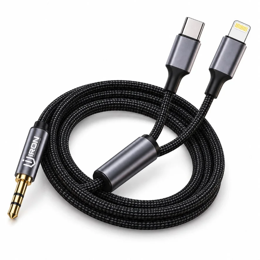 كابل AUX 2 في 1 IRON IR-AUX205 — Type-C + Lightning