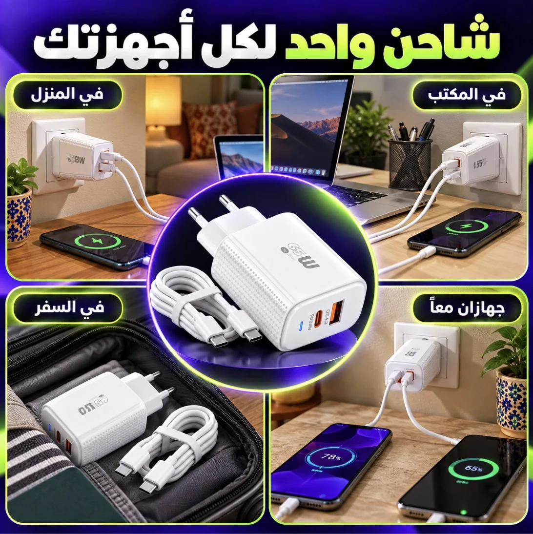 استعمال شاحن VE-02 مع الهاتف والحاسوب المحمول