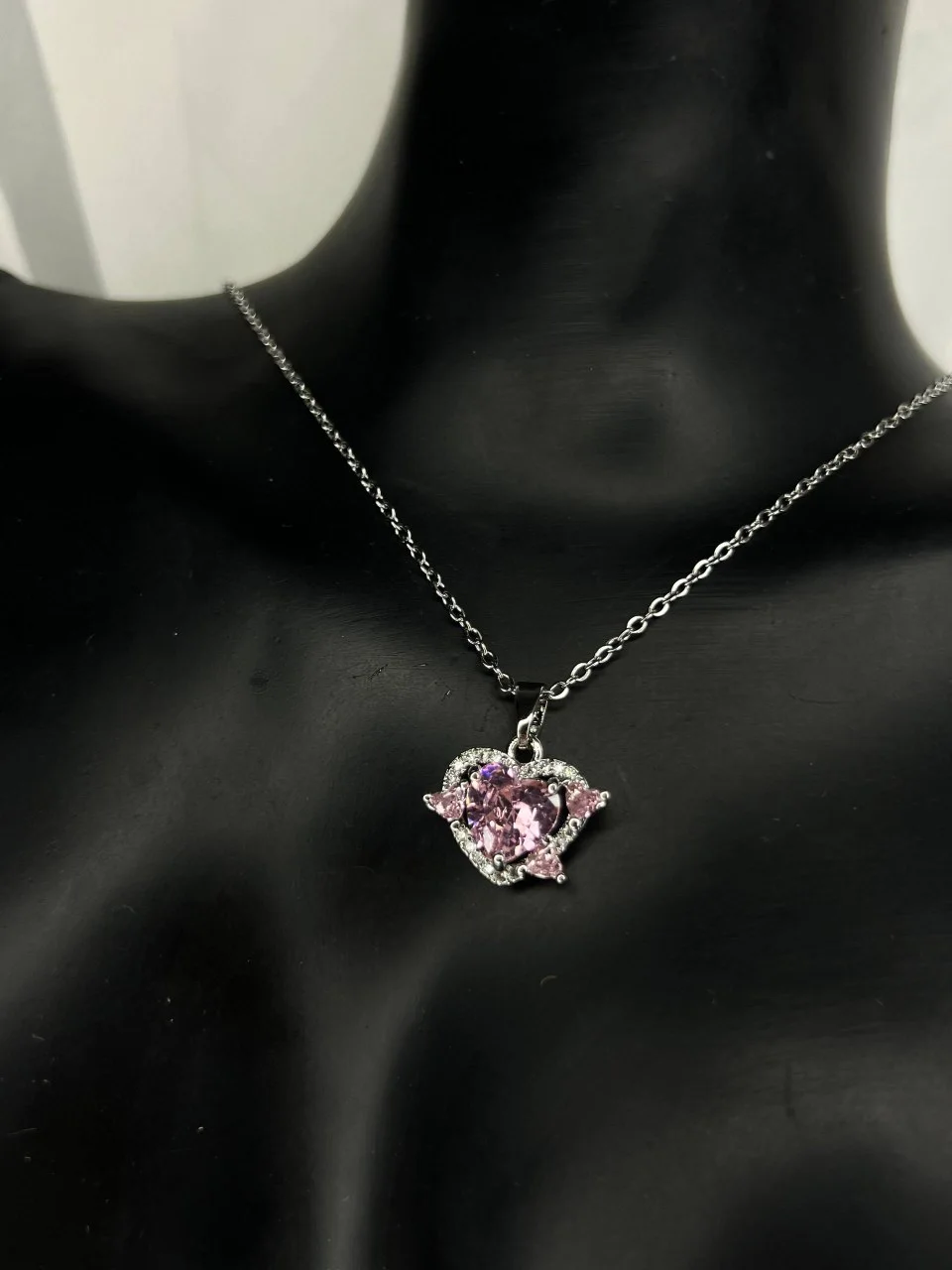 Collier Cœur Zircon Rose