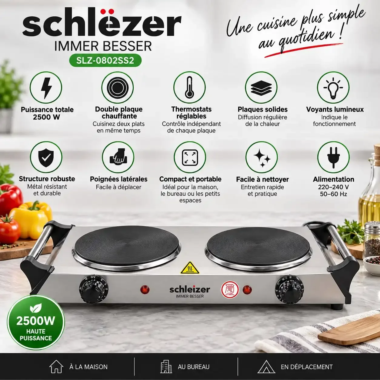 Plaque Électrique Double Schleizer – 2500 W