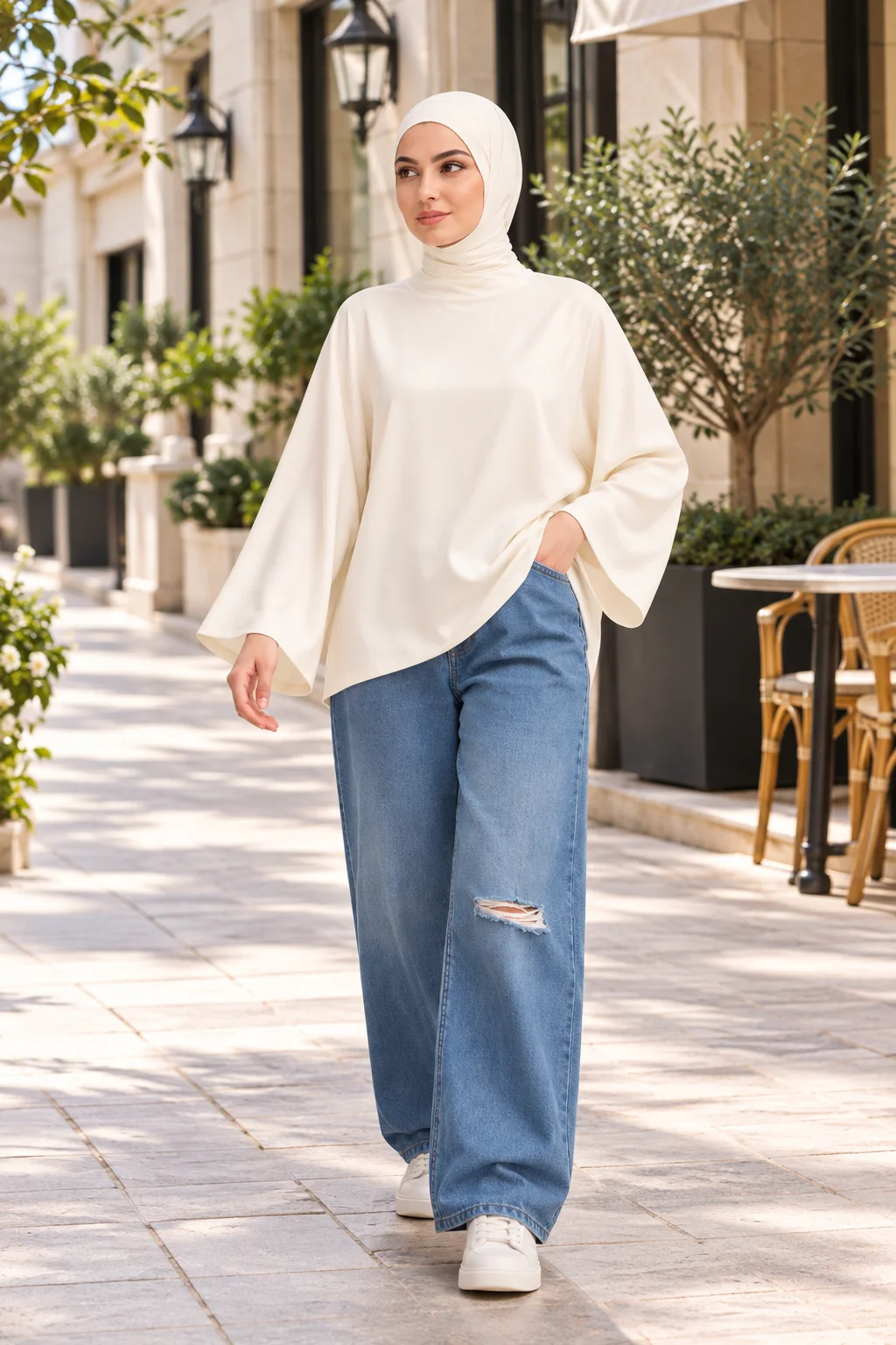 Haut Kimono à Hijab Intégré