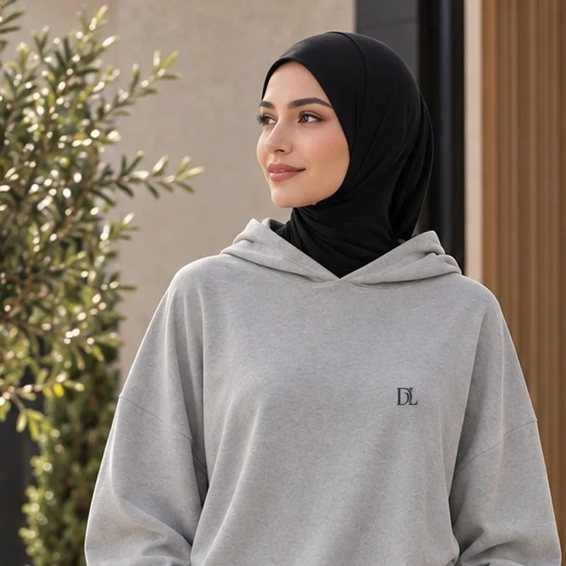 Casual Gris à Hijab Intégré