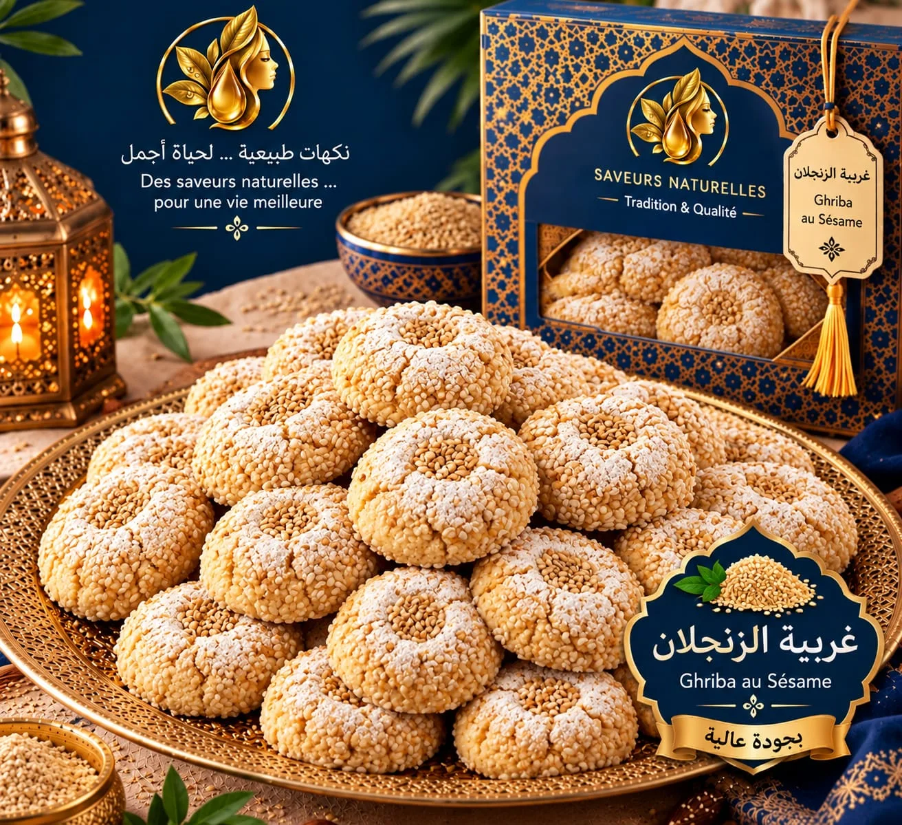 غريبة بالزنجلان   Ghriba au sésame