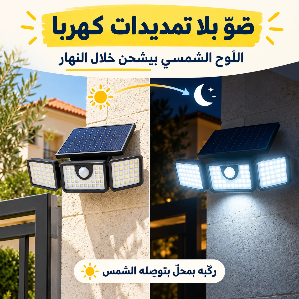 كشاف AURELIA للطاقة الشمسية  بثلاثة رؤوس