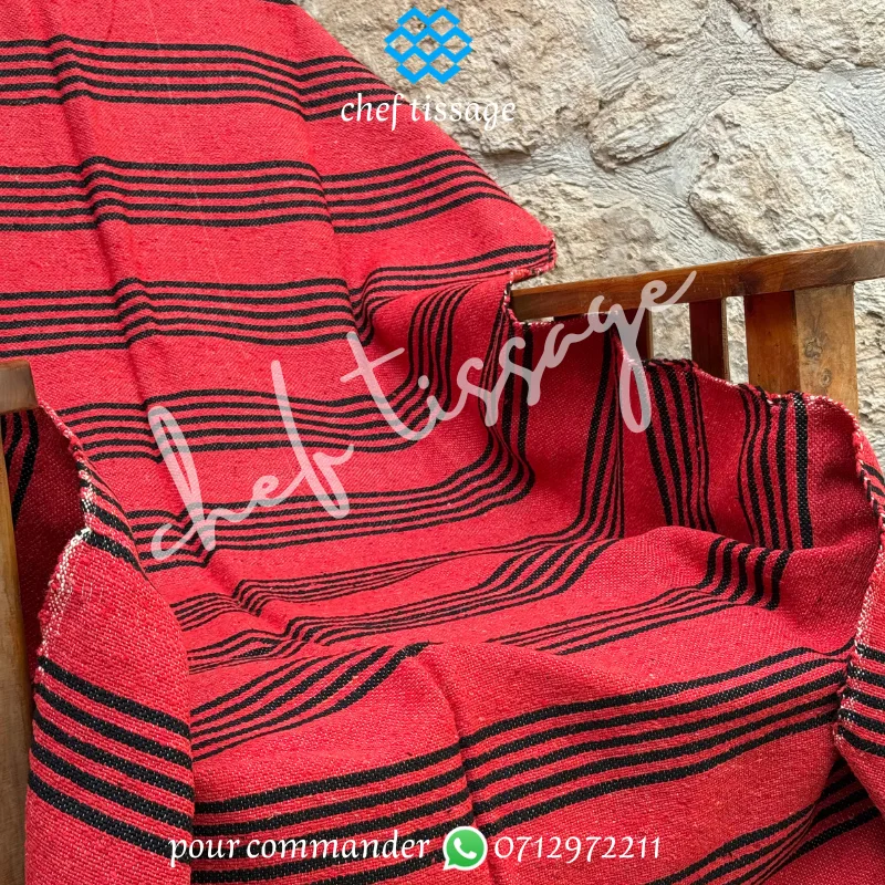 Plaid traditionnel marocain – Rouge & Noir