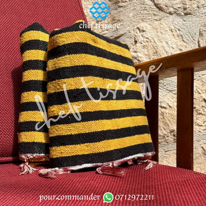 Plaid traditionnel marocain –  Jaune & Noir
