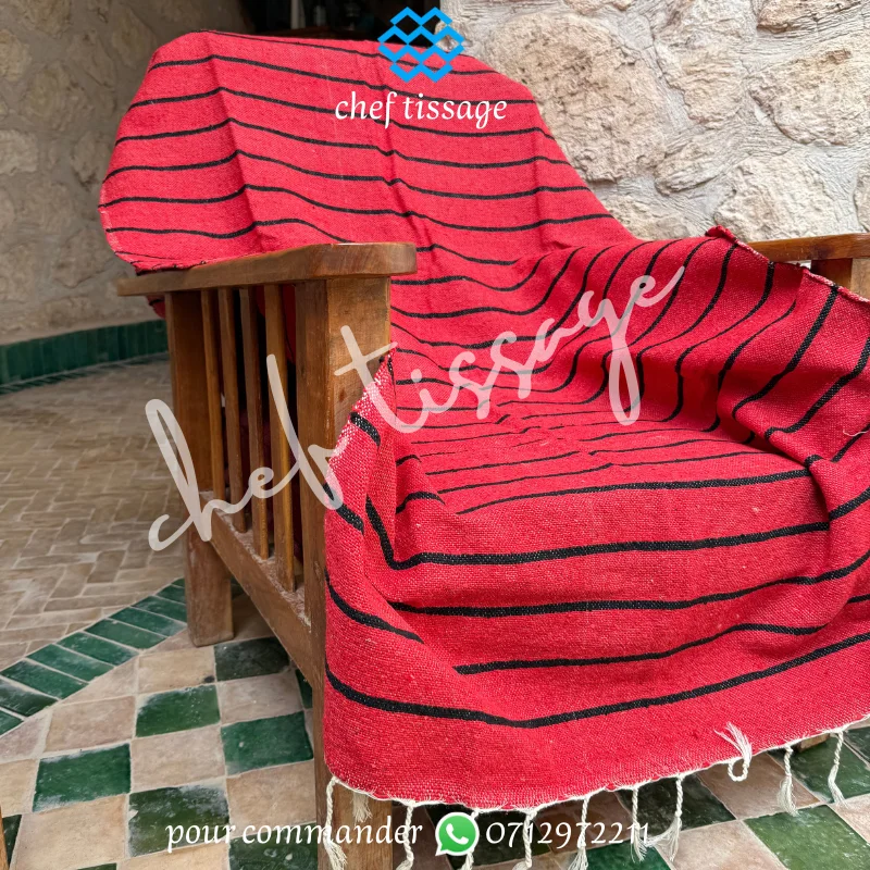 Plaid marocain en coton –  Rouge & Noir