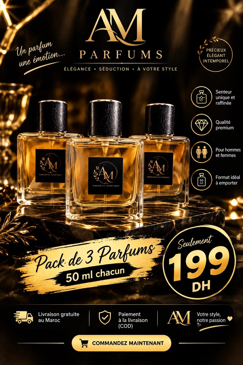 🔥 Pack 3 Parfums – AM Parfum 🔥 50 ML