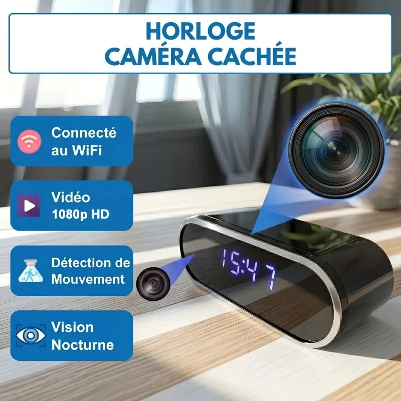 Horloge Caméra Espion 1080p