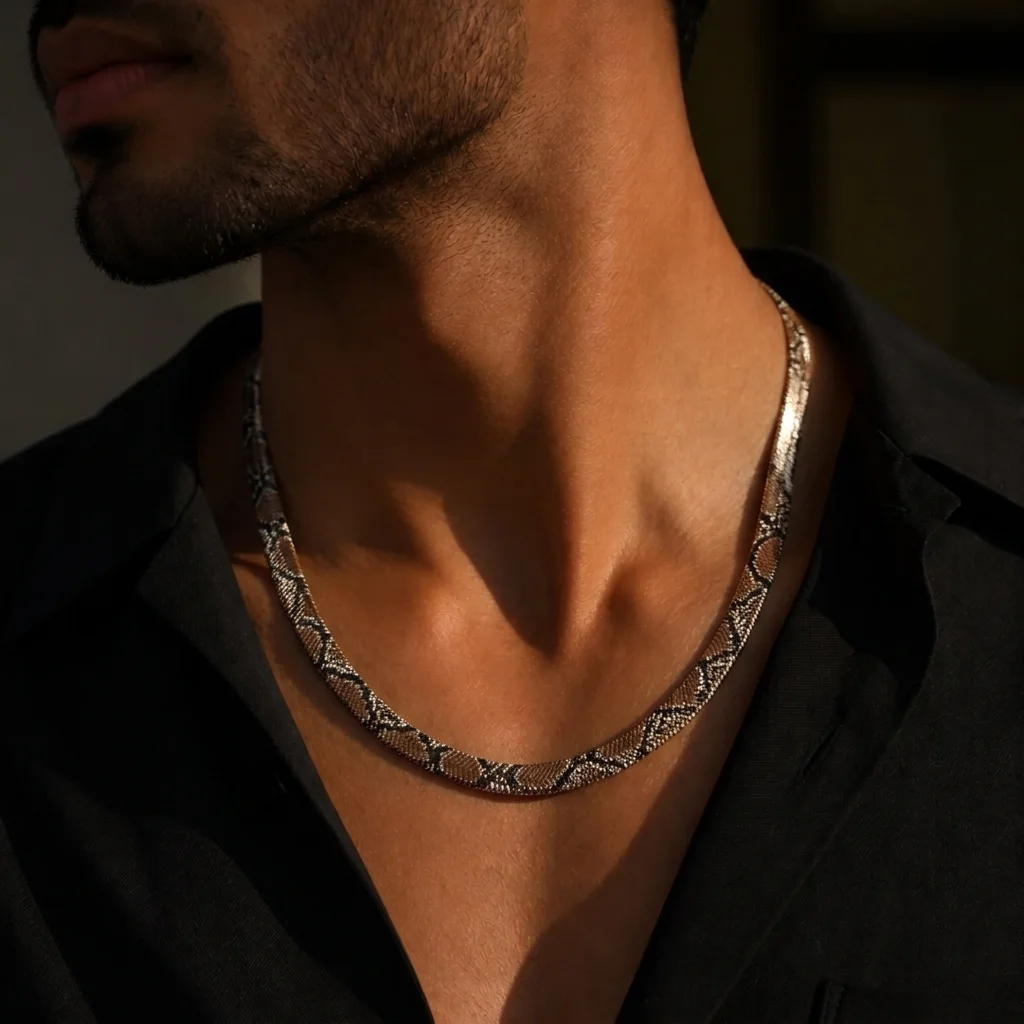 BRAIDED SNAKESKIN NECKLACE