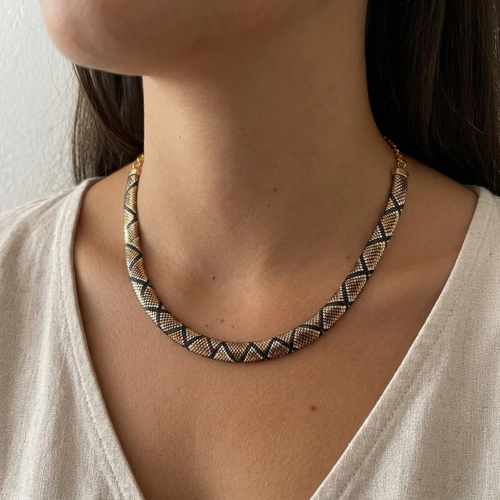 BRAIDED SNAKESKIN NECKLACE
