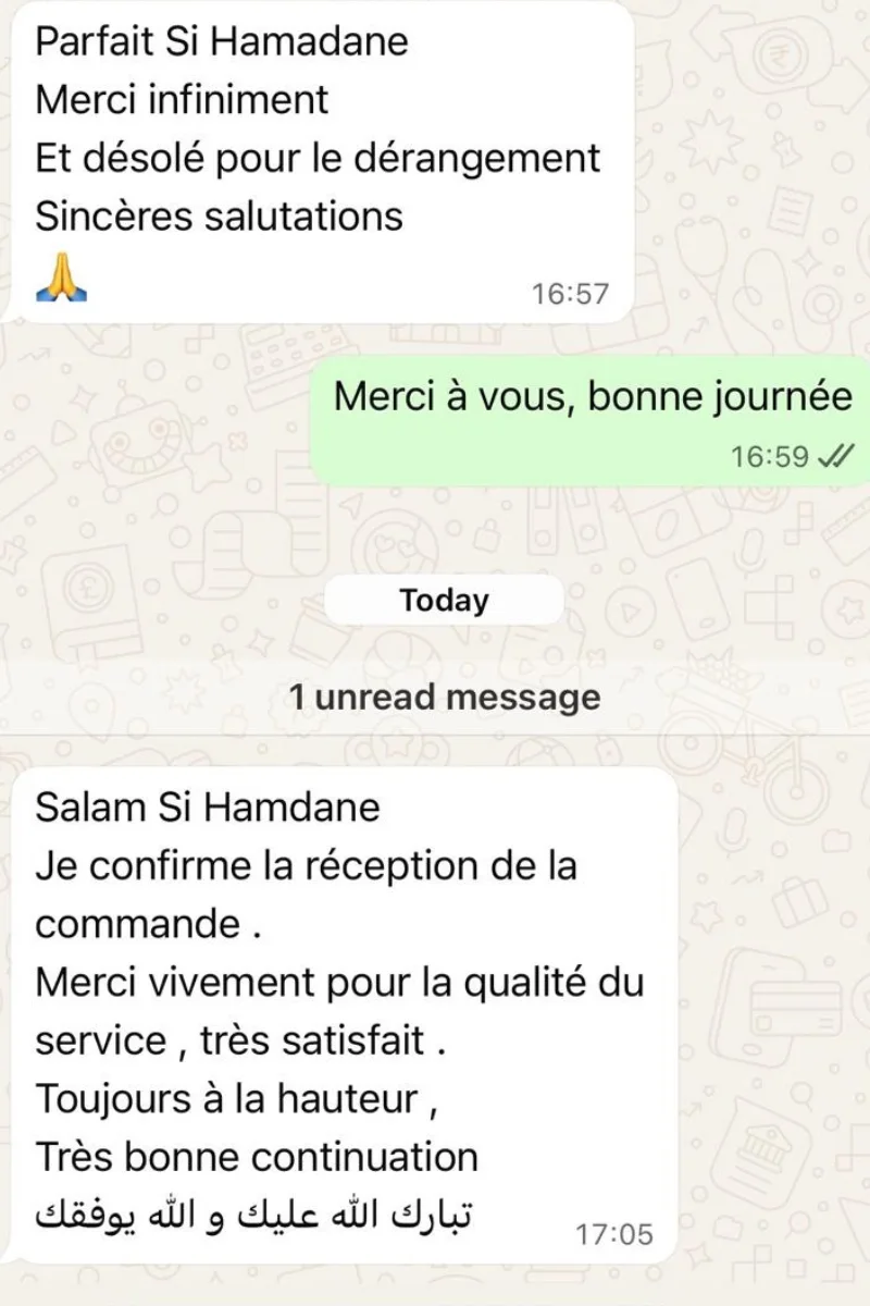Client vérifié ⭐⭐⭐⭐⭐