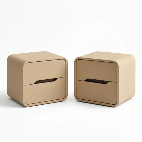 Paire de Tables de Chevet Beige