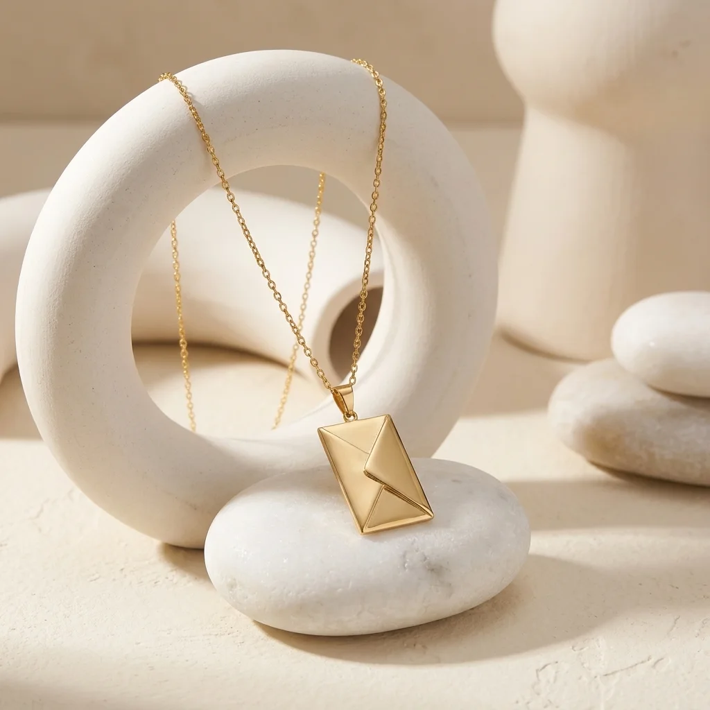 Collier Enveloppe Dorée