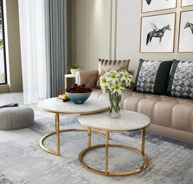 Tables gigones rond effet marbre