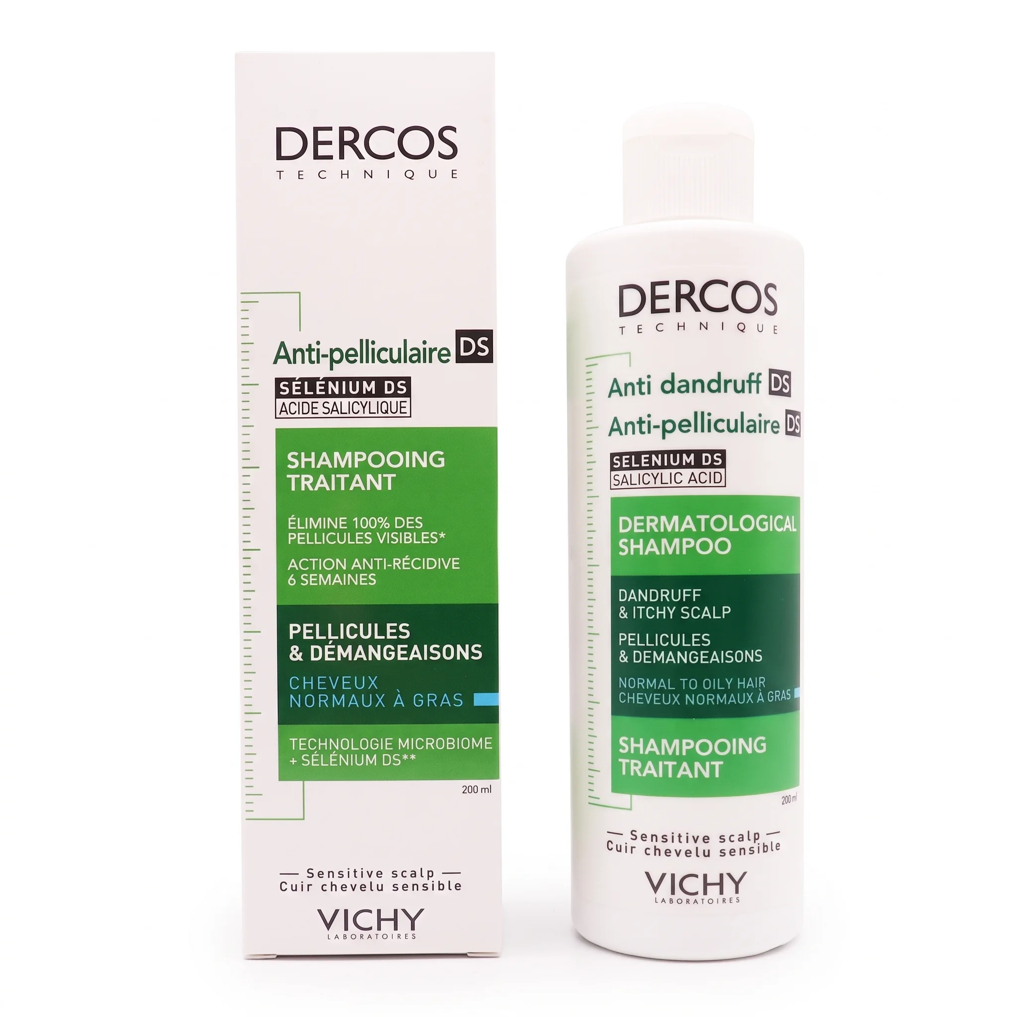 VICHY – Dercos DS Shampoing Traitant Anti-Pelliculaire Cheveux Normaux a Gras – 200ml