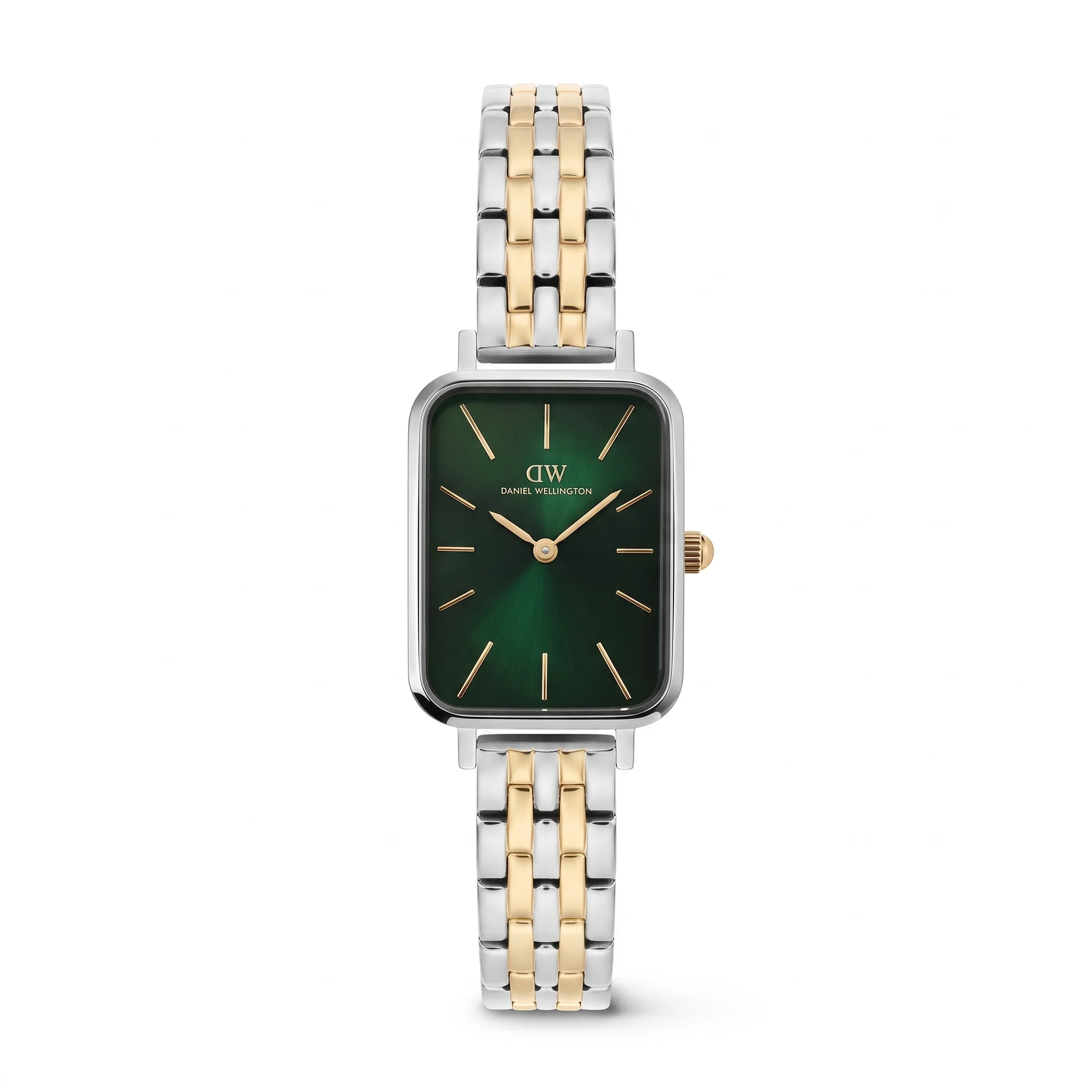 Daniel Wellington Quadro 5-Link Emerald Two Tone DW00101013 – Montre Femme Bicolore à Cadran Vert Émeraude