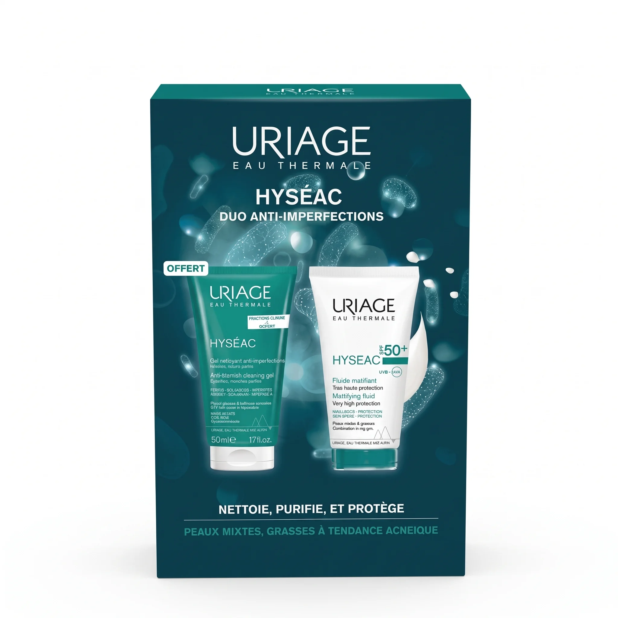 URIAGE Hyseac Fluide Spf50+ = Hyseac Gel Nettoyant OFFERT