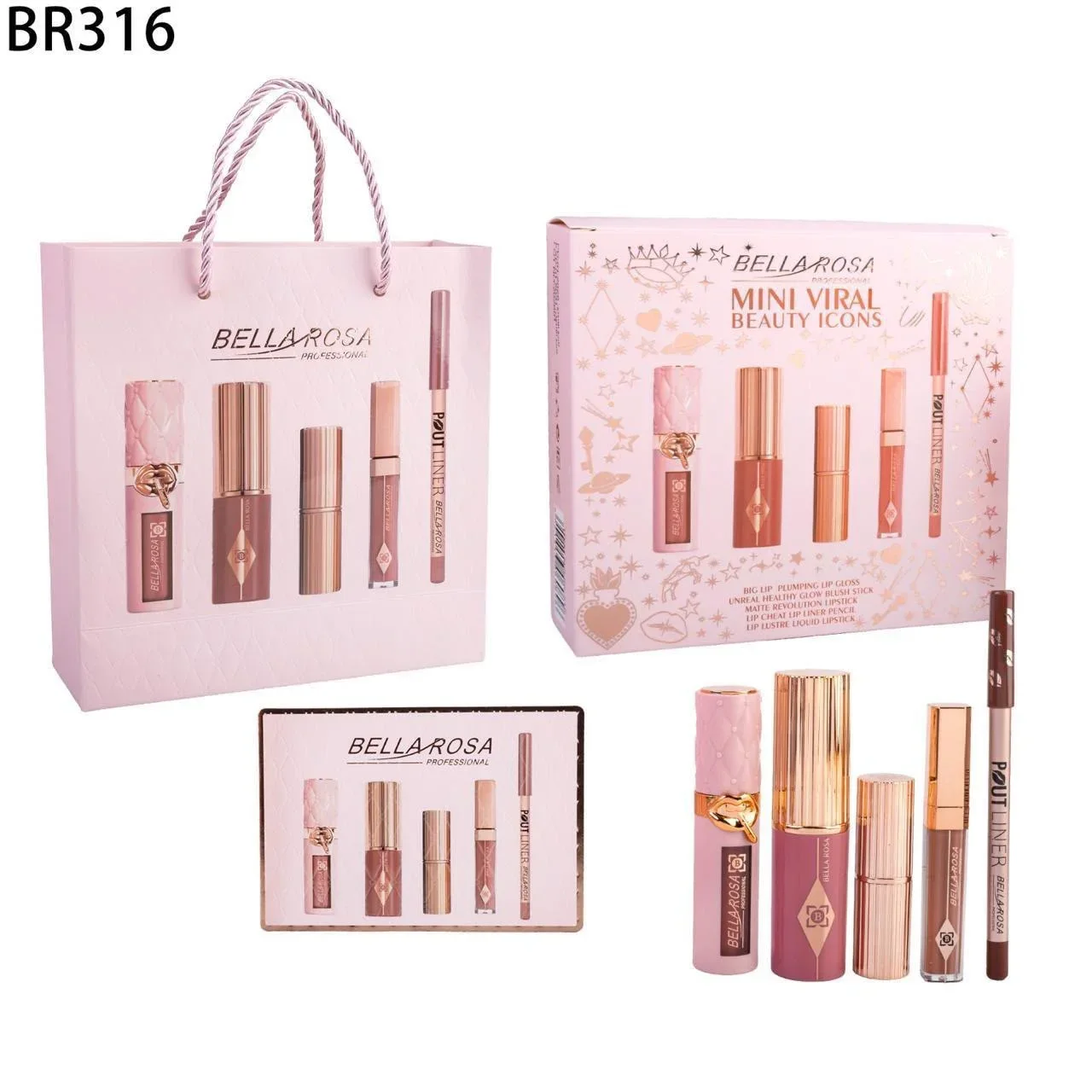 Pack à lèvres Bella Rosa "Mini Viral Beauty Icons" (BR-316)
