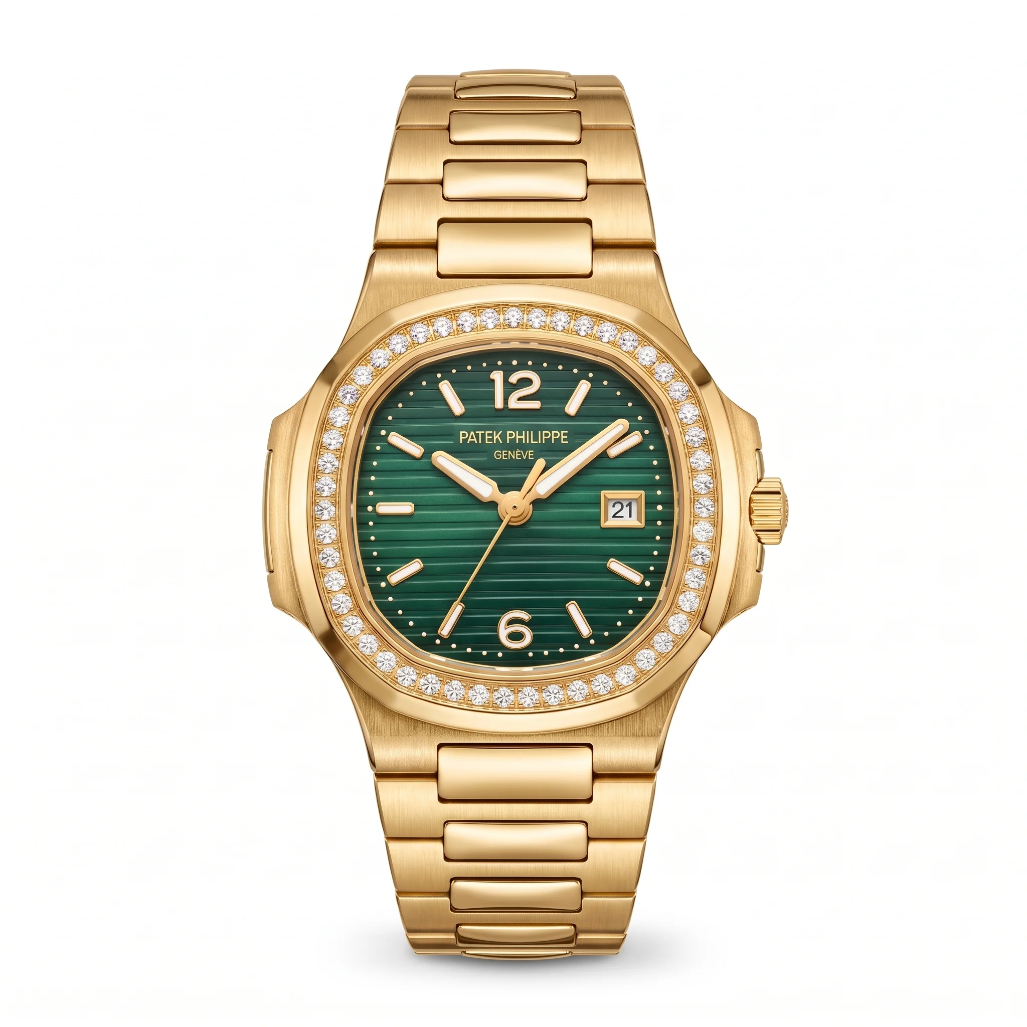 Patek Philippe Nautilus 7118/1200R-011 – Montre Femme en Or Jaune 18K (750/1000), Cadran Vert et Lunette Sertie