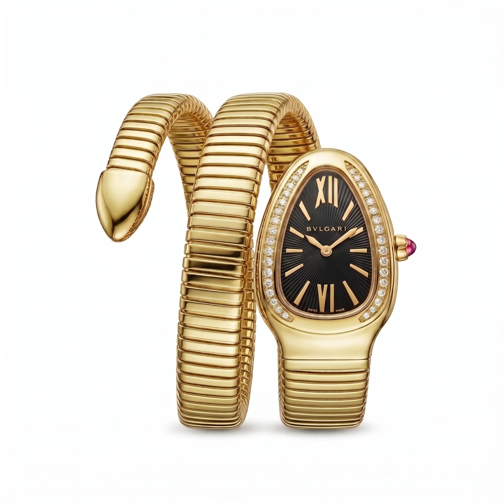 Bvlgari Serpenti Tubogas SP35BGDG.2T  – Montre Femme Dorée à Cadran Noir