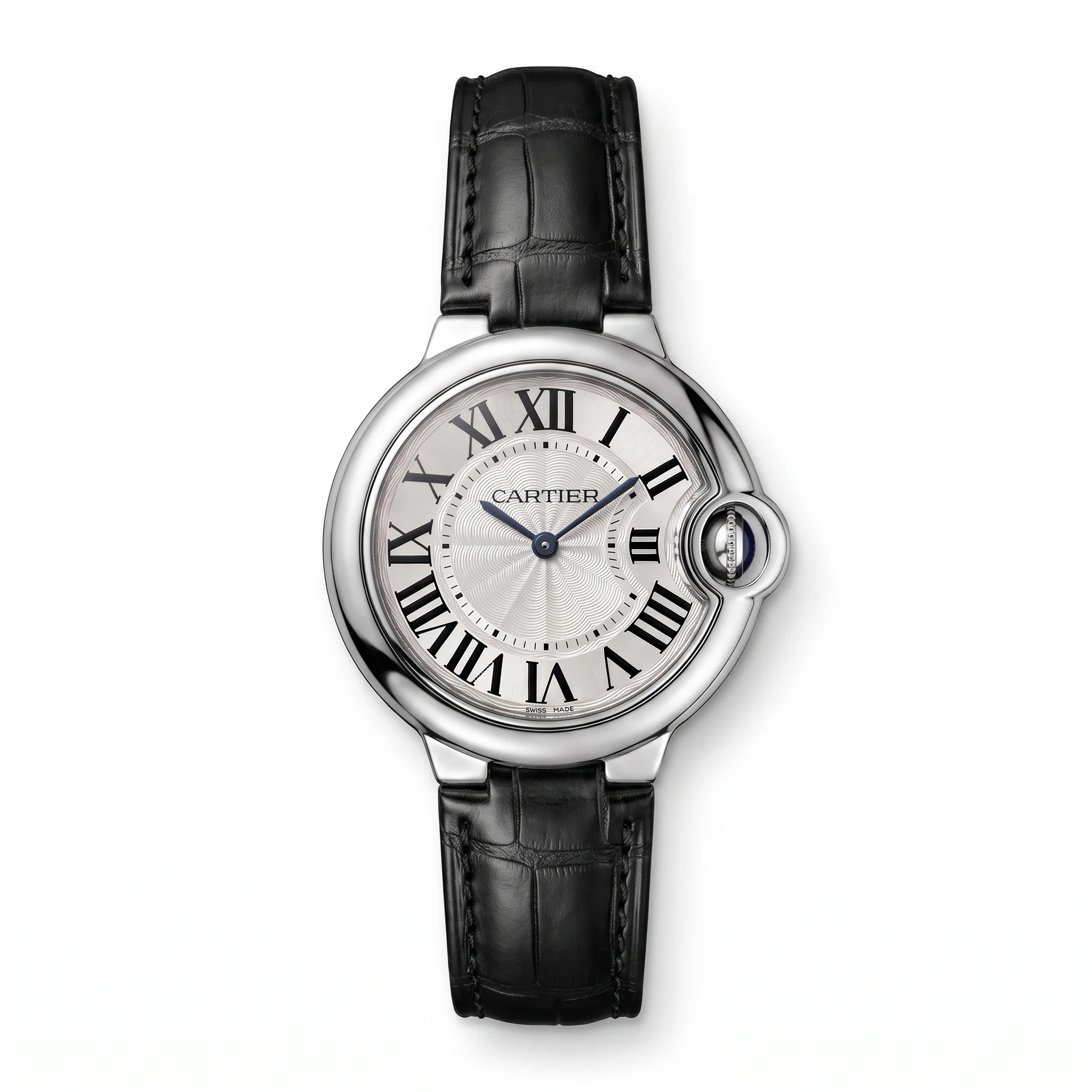 Cartier Ballon Bleu de Cartier W69017Z4 – Montre en Acier avec Bracelet en Cuir