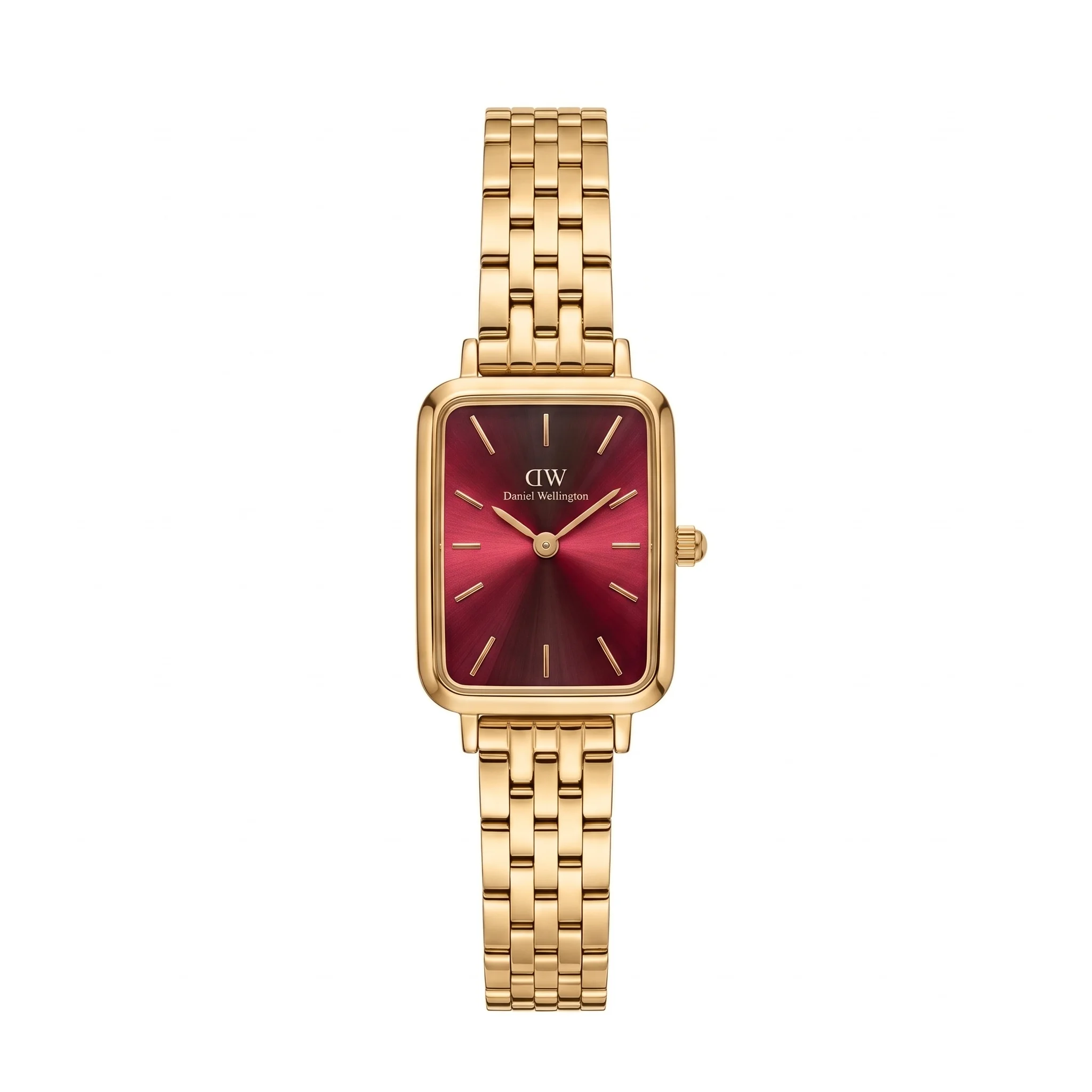 Daniel Wellington Quadro 5-Link – Montre Femme Jaune Doré à Cadran Rouge