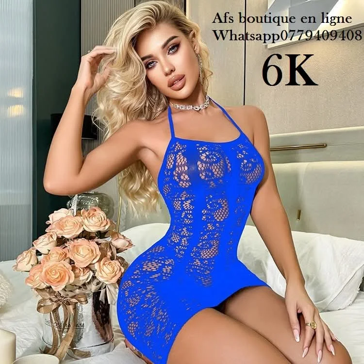Robe Nuisette Sexy en Résille Transparente Body Femme Combinaison Ajustée Évidée Lingerie 1.2