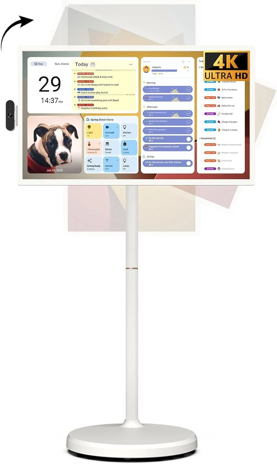 ApoloSign 32 Pouces 4K Moniteur Portable, avec écran Intelligent Rotatif, écran Tactile, système d'exploitation Android, Batterie intégrée, Rotation complète à 360 degrés