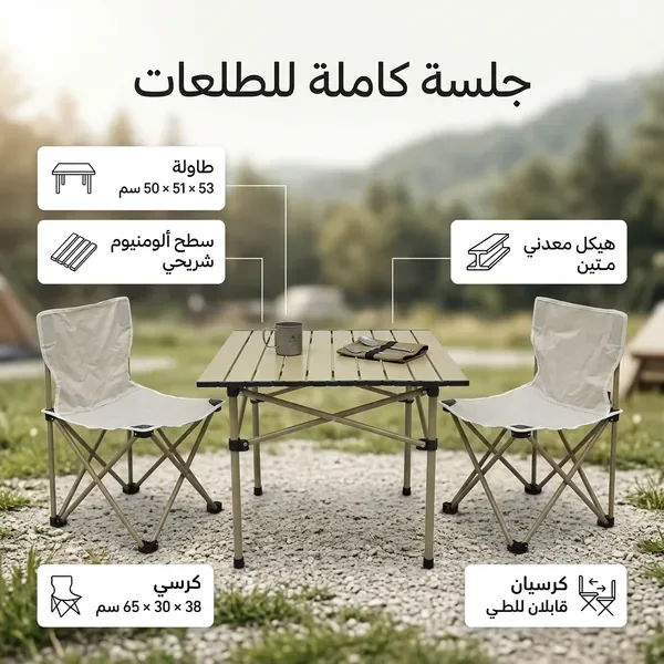 مجموعة البر والطلعات (طاولة مع 2 كراسي) — الصورة 3