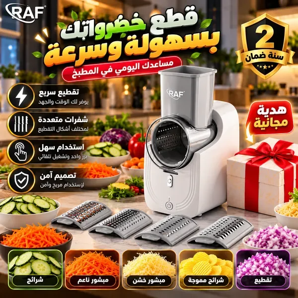 قطاعة وبشّارة كهربائية للخضراوات والجبن متعددة الاستخدامات | ضمان عامين