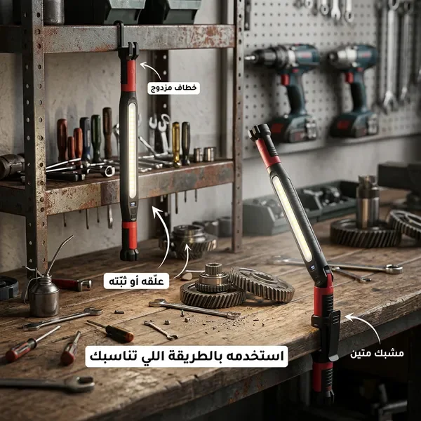 مصباح عمل LED محمول قابل لإعادة الشحن — الصورة 5