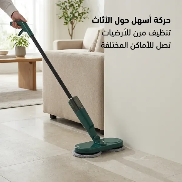 ممسحة كهربائية دوارة لاسلكية مزودة ببخاخ مع خزان مياه ورؤوس قابلة للاستبدال — الصورة 4