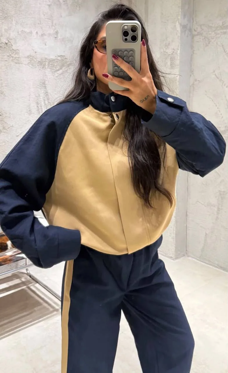 Ensemble Bleu Marine & Camel