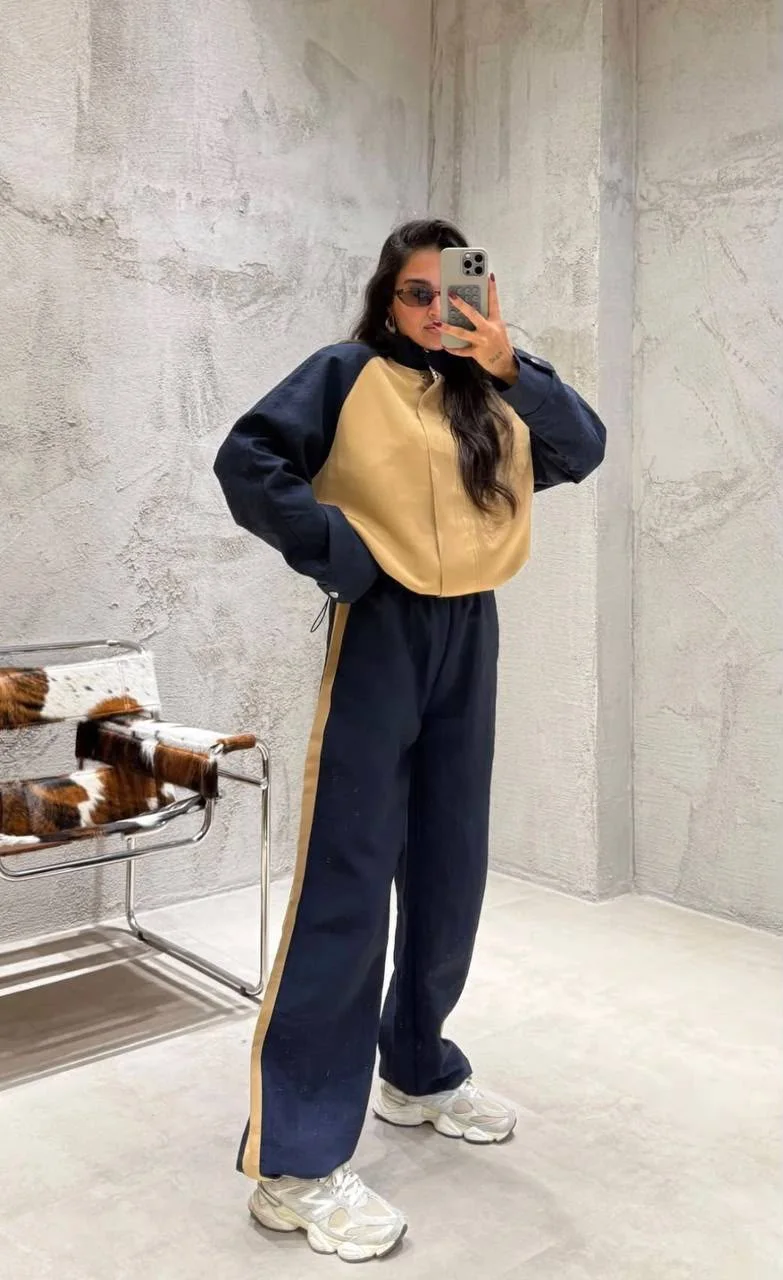 Ensemble Bleu Marine & Camel