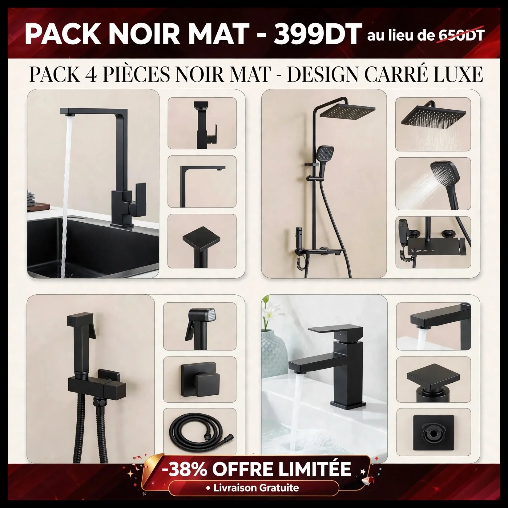 PACK 4 PIECES NOIR
