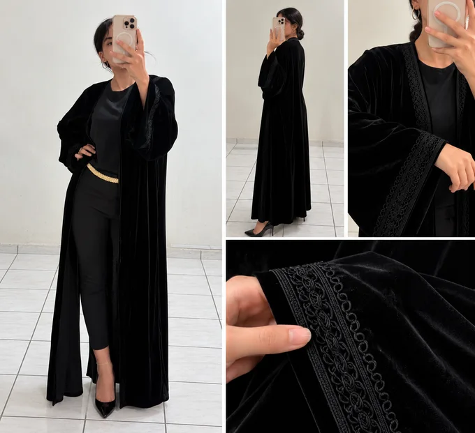 Kimono marocain en velours noir &ndash; Zwak Lam3alam