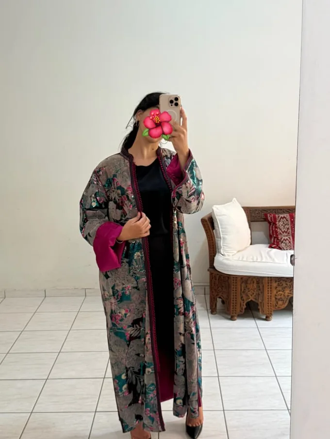 Kimono Dziri perl&eacute; avec doublure en soie